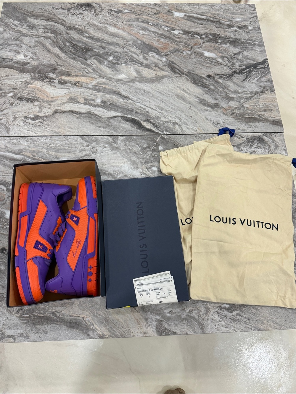 AUTHENTIC Louis Vuitton TRAINER SNEAKERS Orange & Purple Low-Top Virgil Abloh